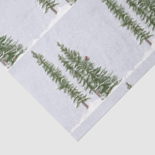 Winterschneewaldszene mit Kardinal Seidenpapier (Ausschnitt)