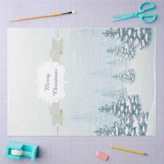 Winterschneeweiße Waldlandschaft Weihnachten Seidenpapier (Basteln)