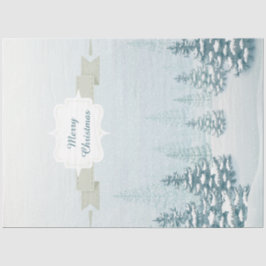 Winterschneeweiße Waldlandschaft Weihnachten Seidenpapier