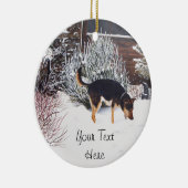 Winterschneewelt mit niedlichem Schwarz und Bräunl Keramik Ornament (Rechts)