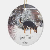 Winterschneewelt mit niedlichem Schwarz und Bräunl Keramik Ornament (Links)