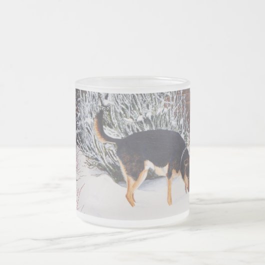 Winterschneewelt mit niedlichem Schwarz und Bräunl Mattglastasse (Mittel)