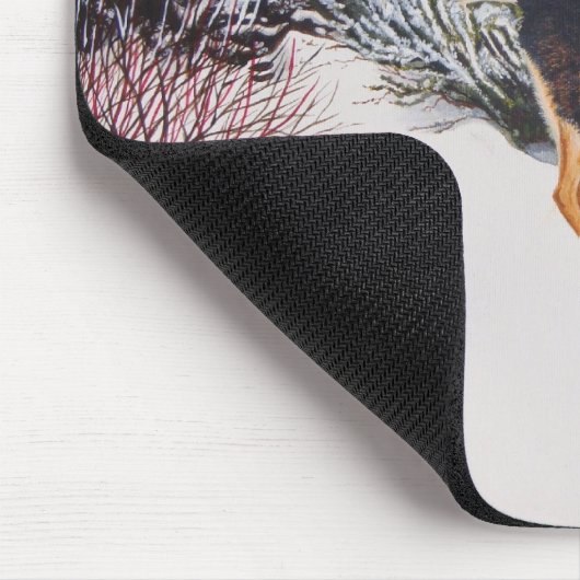 Winterschneewelt mit niedlichem Schwarz und Bräunl Mousepad (Ecke)