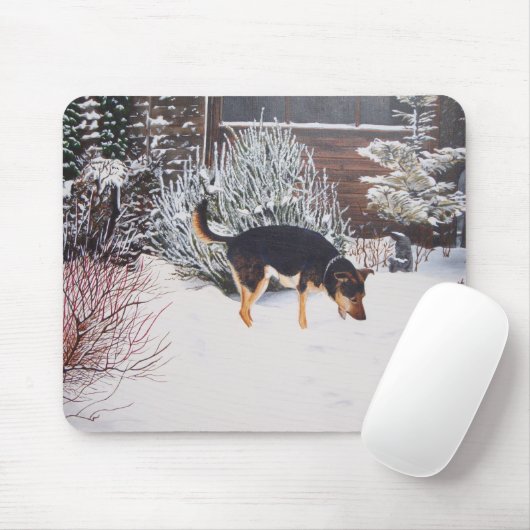 Winterschneewelt mit niedlichem Schwarz und Bräunl Mousepad (Mit Mouse)