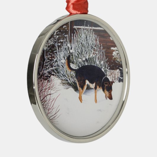 Winterschneewelt mit niedlichem Schwarz und Bräunl Ornament Aus Metall (Rechts)