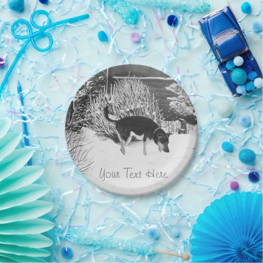 Winterschneewelt mit niedlichem Schwarz und Bräunl Pappteller (Party)