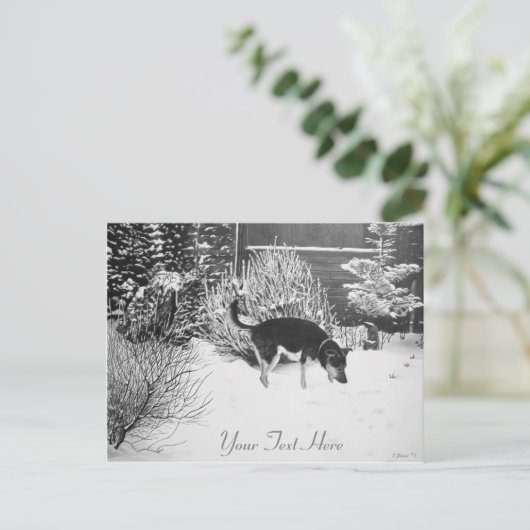 Winterschneewelt mit niedlichem Schwarz und Bräunl Postkarte (Stehend Vorderseite)