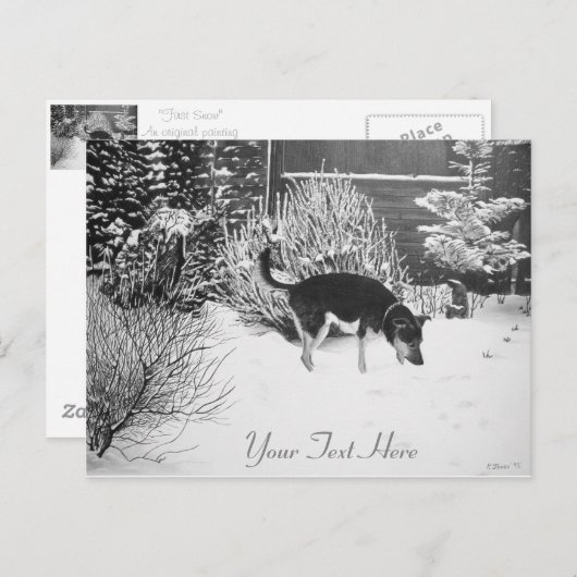 Winterschneewelt mit niedlichem Schwarz und Bräunl Postkarte