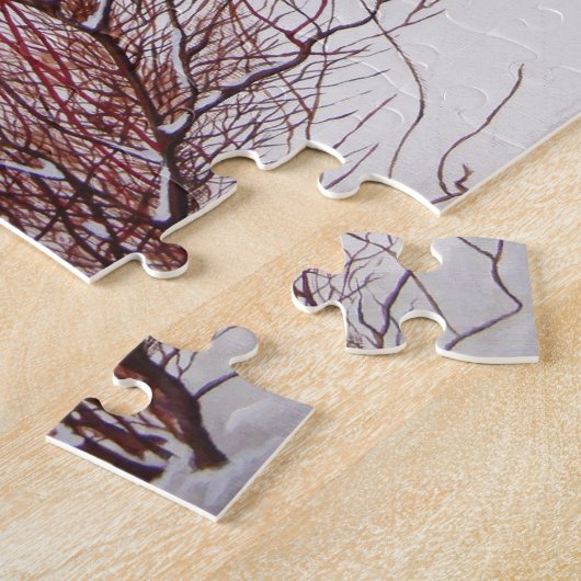 Winterschneewelt mit niedlichem Schwarz und Bräunl Puzzle (Seite)