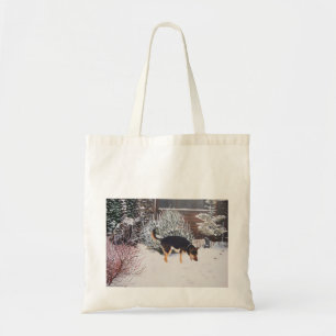 Winterschneewelt mit niedlichem Schwarz und Bräunl Tragetasche