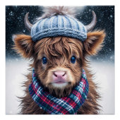 Winterschottische Hochlandkuh niedlicher Haarienco Poster (Vorderseite)