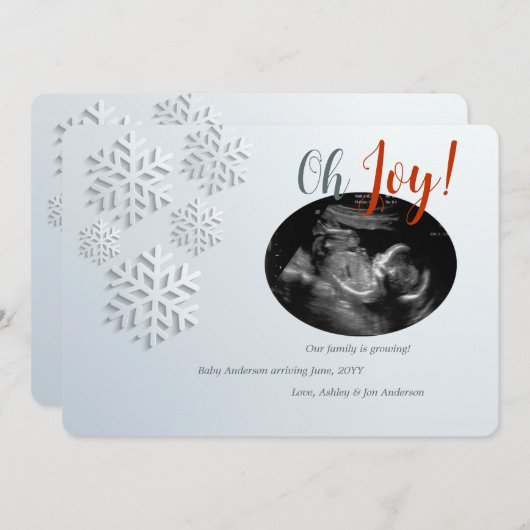 Winterschwangerschaftskarte für Schneeflocken Ankündigung (Vorne/Hinten)
