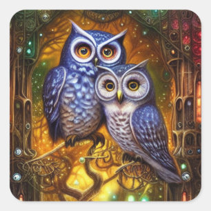 Winterschwärme im Wald Steampunk Gothic Digital Quadratischer Aufkleber