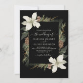 Winterschwarz und Weiß-Elegante Script-Hochzeit Einladung (Vorderseite)