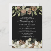 Winterschwarz und Weiß-Elegante Script-Hochzeit Einladung (Vorderseite)