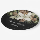 Winterschwarz und Weiß-Elegante Script-Hochzeit Pappteller (Schrägansicht)