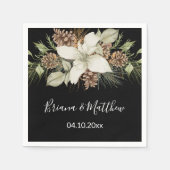 Winterschwarz und Weiß-Elegante Script-Hochzeit Serviette (Vorderseite)