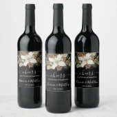 Winterschwarz und Weiß-Elegante Script-Hochzeit Weinetikett (Flaschen)