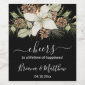 Winterschwarz und Weiß-Elegante Script-Hochzeit Weinetikett (Einzelnes Label)