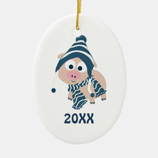 Winterschwein Keramikornament (Vorne)