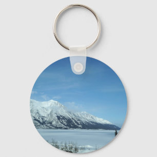 Wintersee und -berge schlüsselanhänger