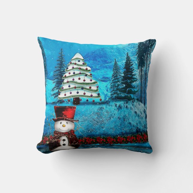 Wintersee Weihnachtsbaumkunst Kissen (Vorderseite)