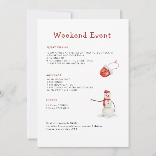 Wintersegler Skibacheloretour Party Einladung (Rückseite)