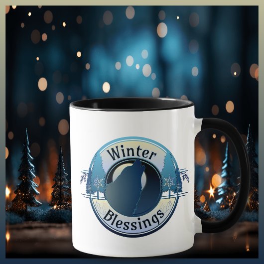Wintersegler Wolf und Mondlicht Abzeichen Tasse