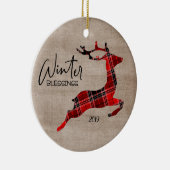 Wintersegmente Karierte Rentiere Keramik Ornament (Rechts)