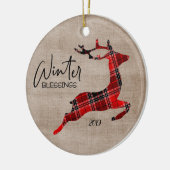 Wintersegmente Karierte Rentiere Keramik Ornament (Links)