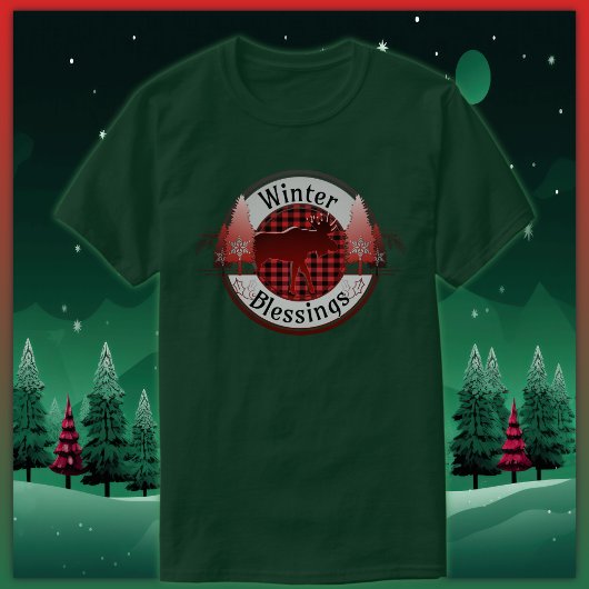 Wintersegmente Kariertes Elch-Abzeichen T-Shirt