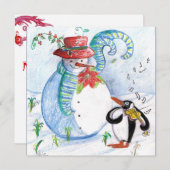 WINTERSERENADE VON SNOWMAN UND PENGUIN FEIERTAGSKARTE (Vorne/Hinten)
