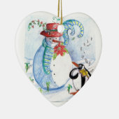 WINTERSERENADE VON SNOWMAN UND PENGUIN KERAMIKORNAMENT (Rechts)