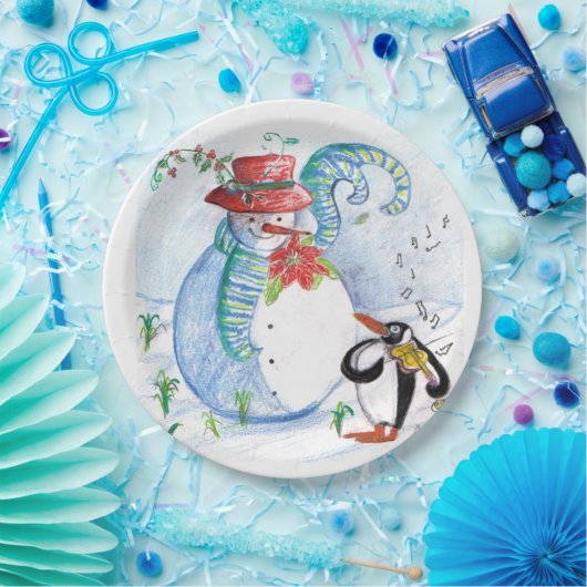 WINTERSERENADE VON SNOWMAN UND PENGUIN PAPPTELLER (Party)