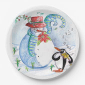 WINTERSERENADE VON SNOWMAN UND PENGUIN PAPPTELLER (Vorderseite)
