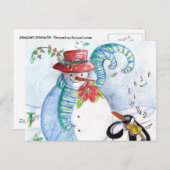 WINTERSERENADE VON SNOWMAN UND PENGUIN POSTKARTE (Vorne/Hinten)