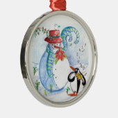 WINTERSERENDE VON SNOWMAN UND PENGUIN ORNAMENT AUS METALL (Rechts)