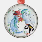 WINTERSERENDE VON SNOWMAN UND PENGUIN ORNAMENT AUS METALL (Vorne)