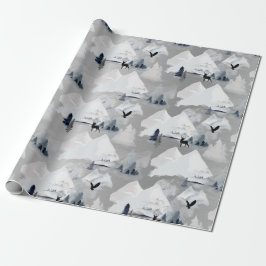 Wintersilber Hirschlandschaft Wasserfarbe Geschenkpapier