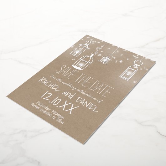 Wintersilber-Signalleuchten Save the Date Postkart Folieneinladung (Gedreht)