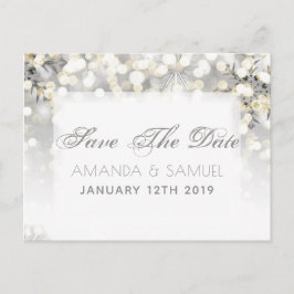 Wintersilber und Goldsparkle Save the Date Ankündigungspostkarte