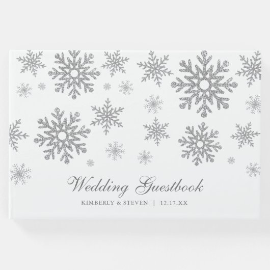 WinterSilberschneeflocken Hochzeit Gästebuch (Vorderseite)