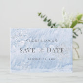 WinterSilberschneeflocken Save the Date gefroren Einladung (Stehend Vorderseite)