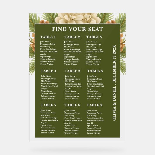 Wintersitzkarte Mattiertes akryllisches Zeichen Acrylschild (Vorderseite)