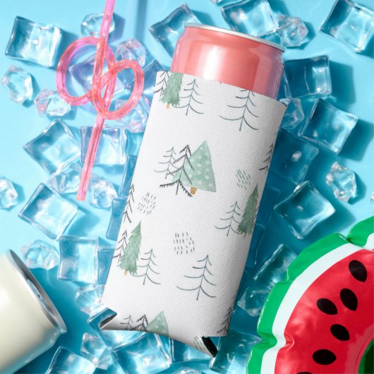 Winterskandinavisches Baummuster handgemalt Selters Dosenkühler (In Situ Sommer)