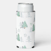 Winterskandinavisches Baummuster handgemalt Selters Dosenkühler (Seltzer Vorderseite)