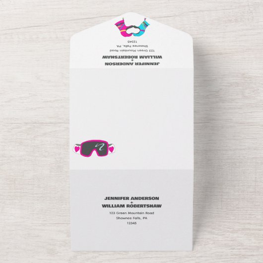 Winterski-Handschuhe in Herzform Hochzeit All In One Einladung (Außenbereich)