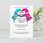 Winterski-Handschuhe in Herzform Hochzeit Einladung (Stehend Vorderseite)