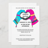 Winterski-Handschuhe in Herzform Hochzeit Einladung (Vorne/Hinten)