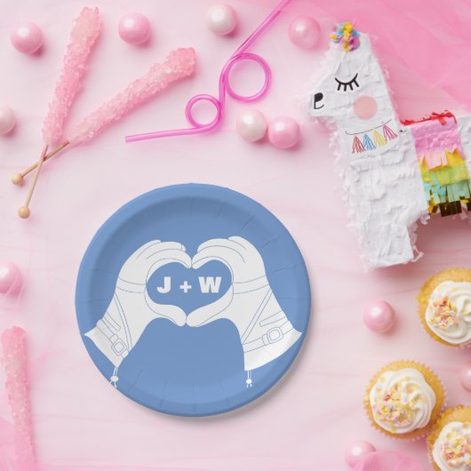 Winterski-Handschuhe in Herzform Hochzeit Pappteller (Party)